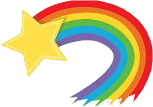 a shooting star with a rainbow 